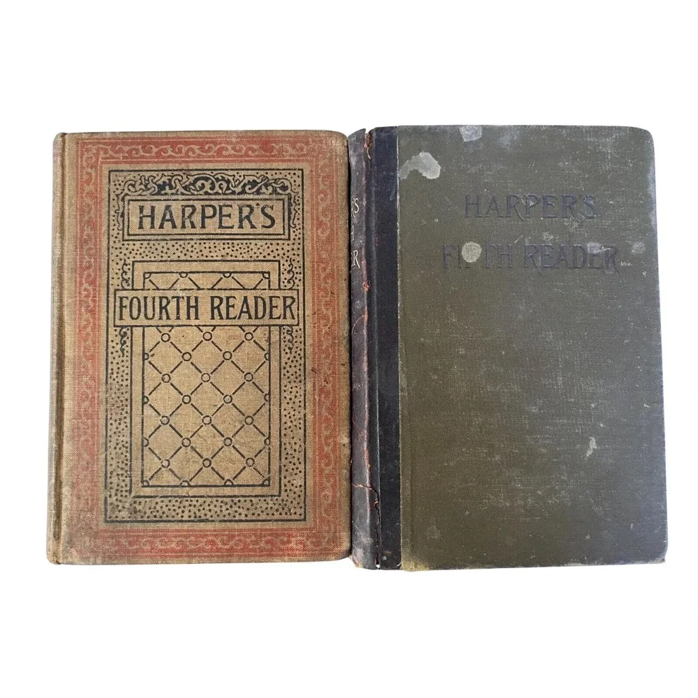 Lot Set of 2 Antique Harper's Fourth and Fifth Reader 1888‎ & 1889